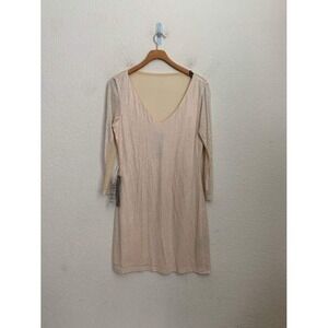 Bebe Embellished V‎ Neck Mini Dress in Peach Bud NWT